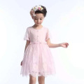 Kinder Kleid Design für Großhandel Baby Kleidung Kurzarm Kleidungsstücke für Herbst Party gefeiert Mädchen Abend hellrosa Tüll